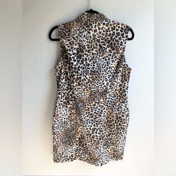 Chico's Women's Size 4 Leopard Print Button Down Sleeveless Midi Front Pockets - Picture 6 of 6